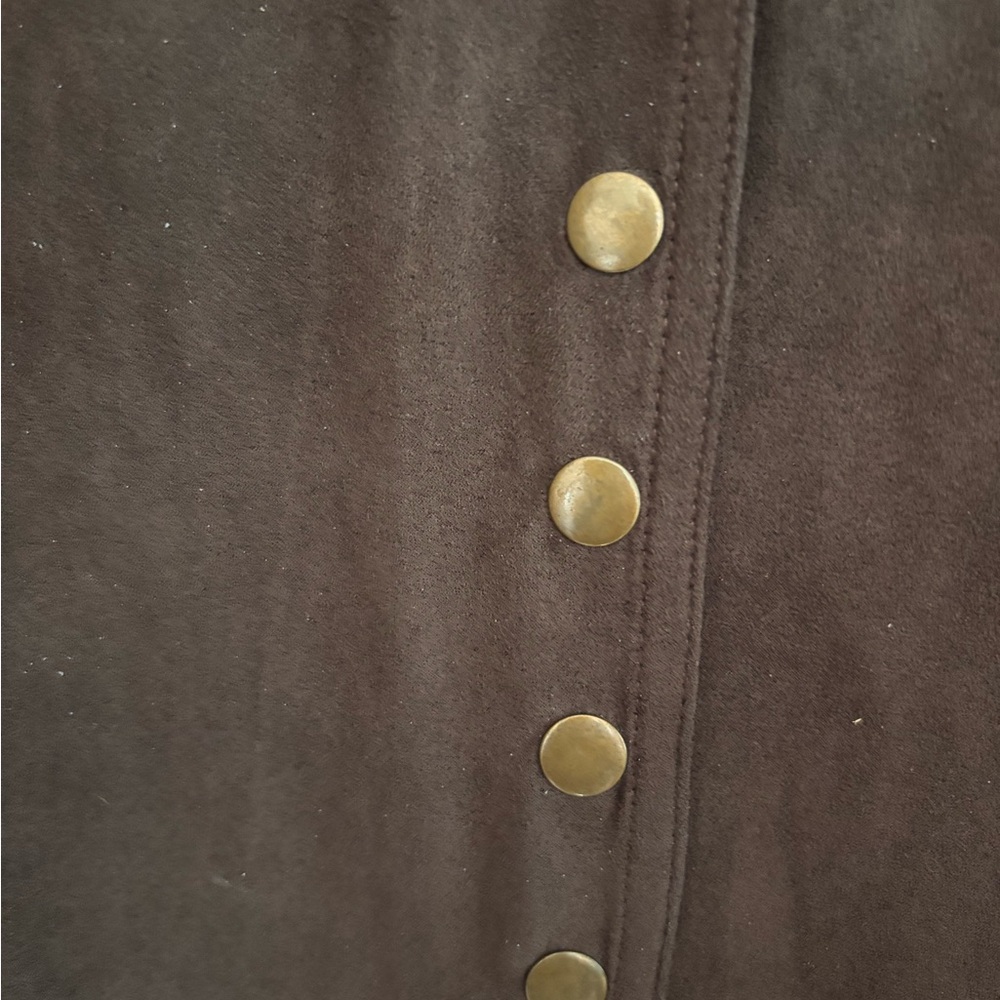 Cato Faux Suede Dark Brown Women's Shacket - Picture 4 of 4
